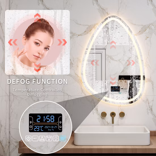 Miroir de salle de bains à éclairage personnalisé irrégulier