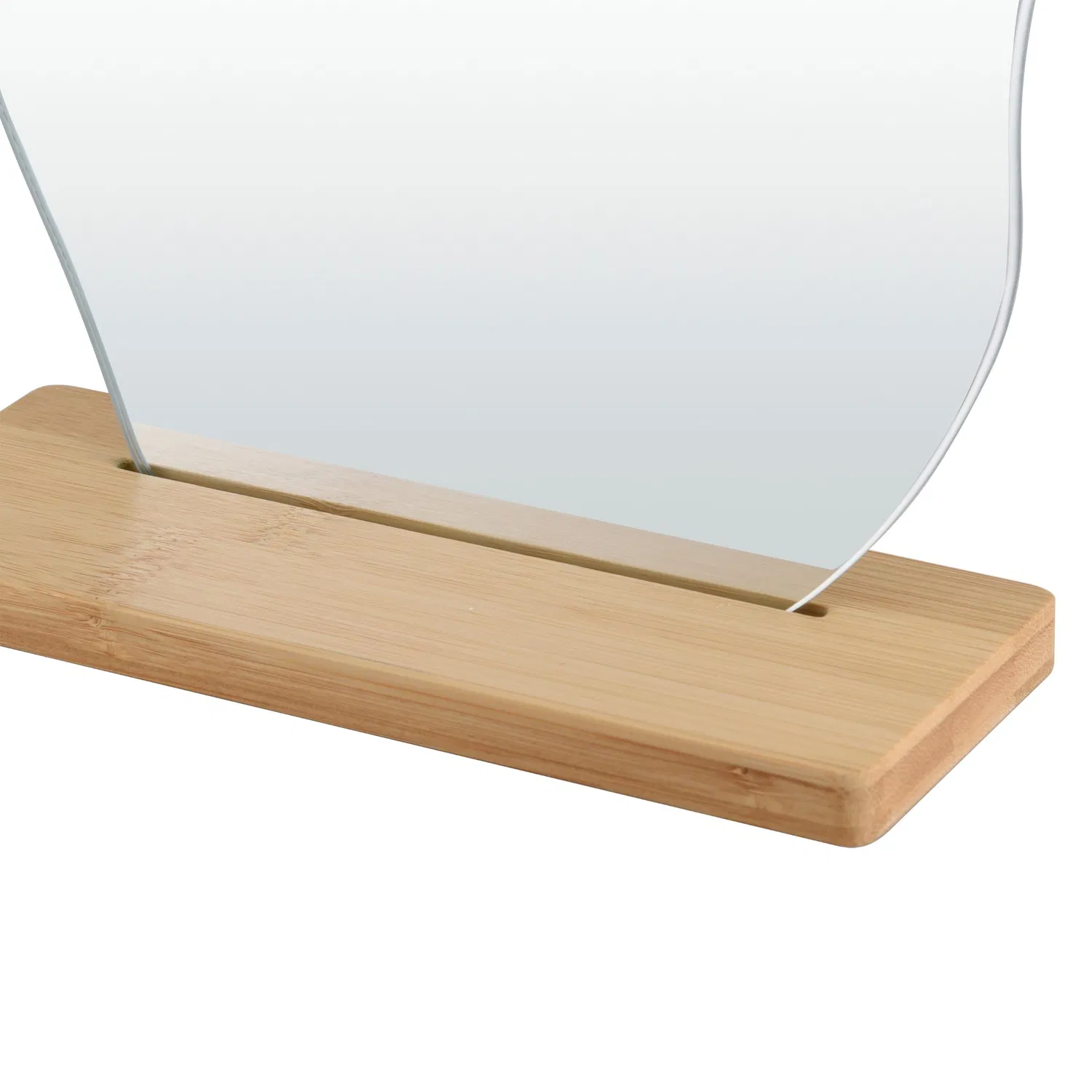 Miroir de maquillage en bambou en bois de table de forme irrégulière spéciale