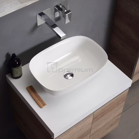Meubles de salle de bain en contreplaqué avec armoire miroir de salle de bain et bassin en céramique