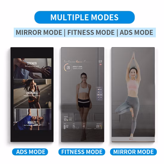 Support de sol étanche salle de sport exercice intelligent miroir magique LCD écran tactile signalisation numérique interactif salle de Fitness miroir