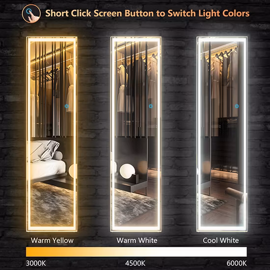 Norme européenne Usine En Gros En Aluminium Moderne Salon De Beauté Meubles En Verre Décoration Dressing LED Salle De Bains Miroir Mural